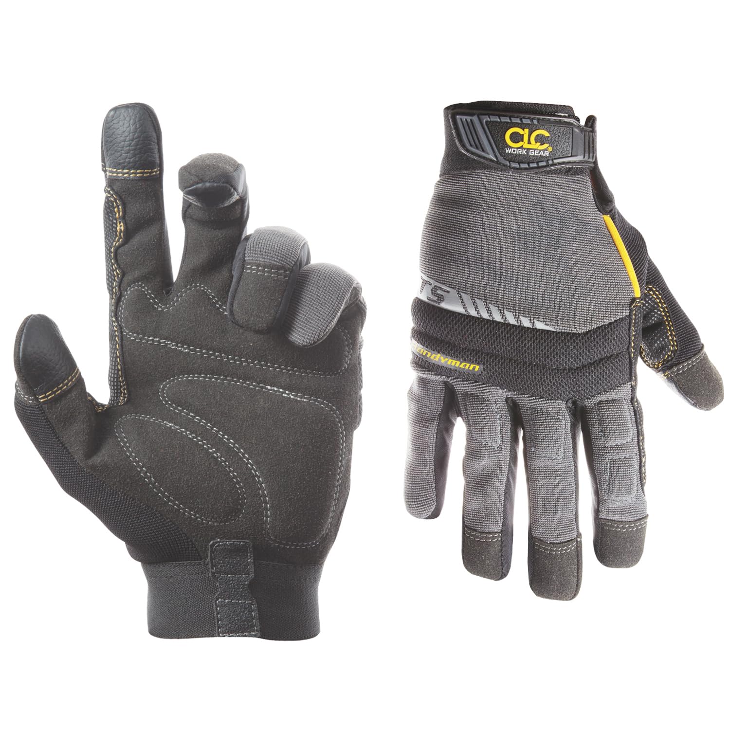 Custom Leathercraft125M Handyman Flex Grip Gloves showcase a strong grip and dexterity for outdoor tasks.
