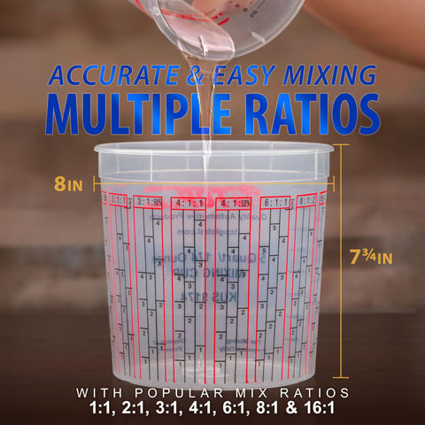Custom Shop mixing ratio markings for precise resin measurements