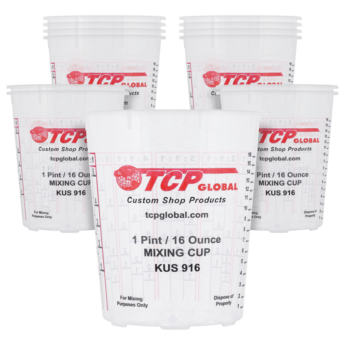 Custom Shop 16oz mixing cup with clear markings for precise resin measurements