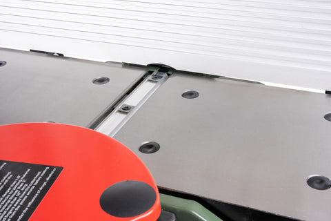 Cutech 40180HI cast-iron tables provide a stable work surface for precise joints.