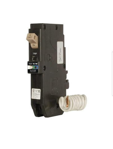 Cutler Eaton CHFN120A1CS front view showing compact 20A single-pole breaker.