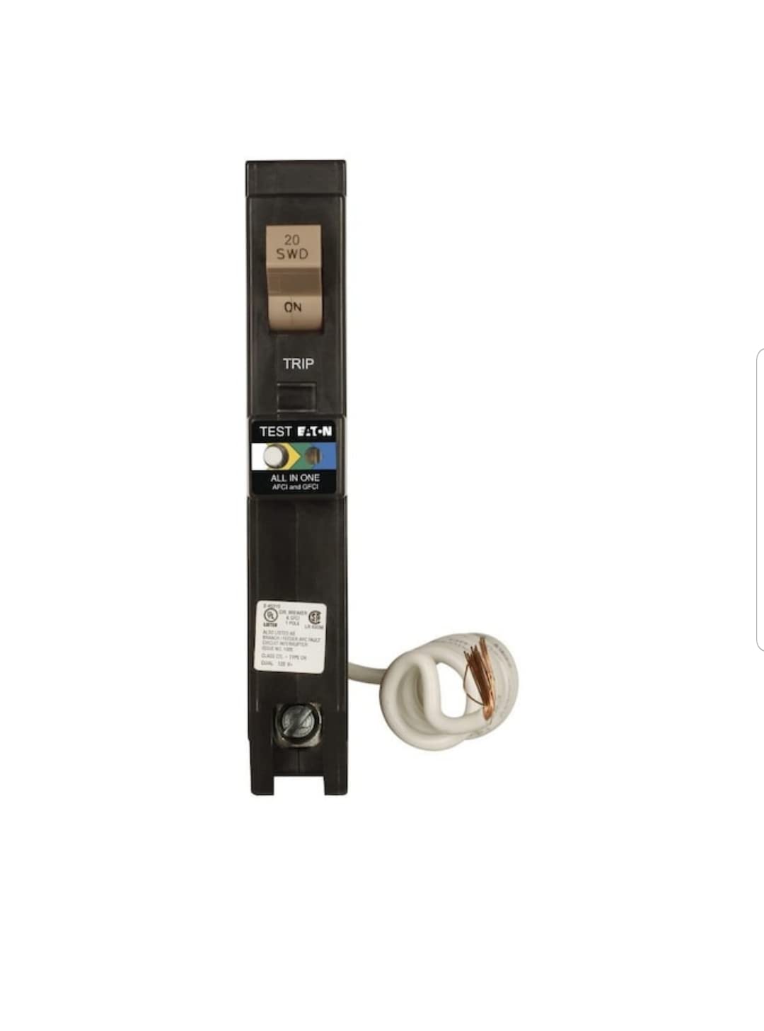 Cutler Eaton CHFN120A1CS toggle action demonstrates smooth trips and resets.