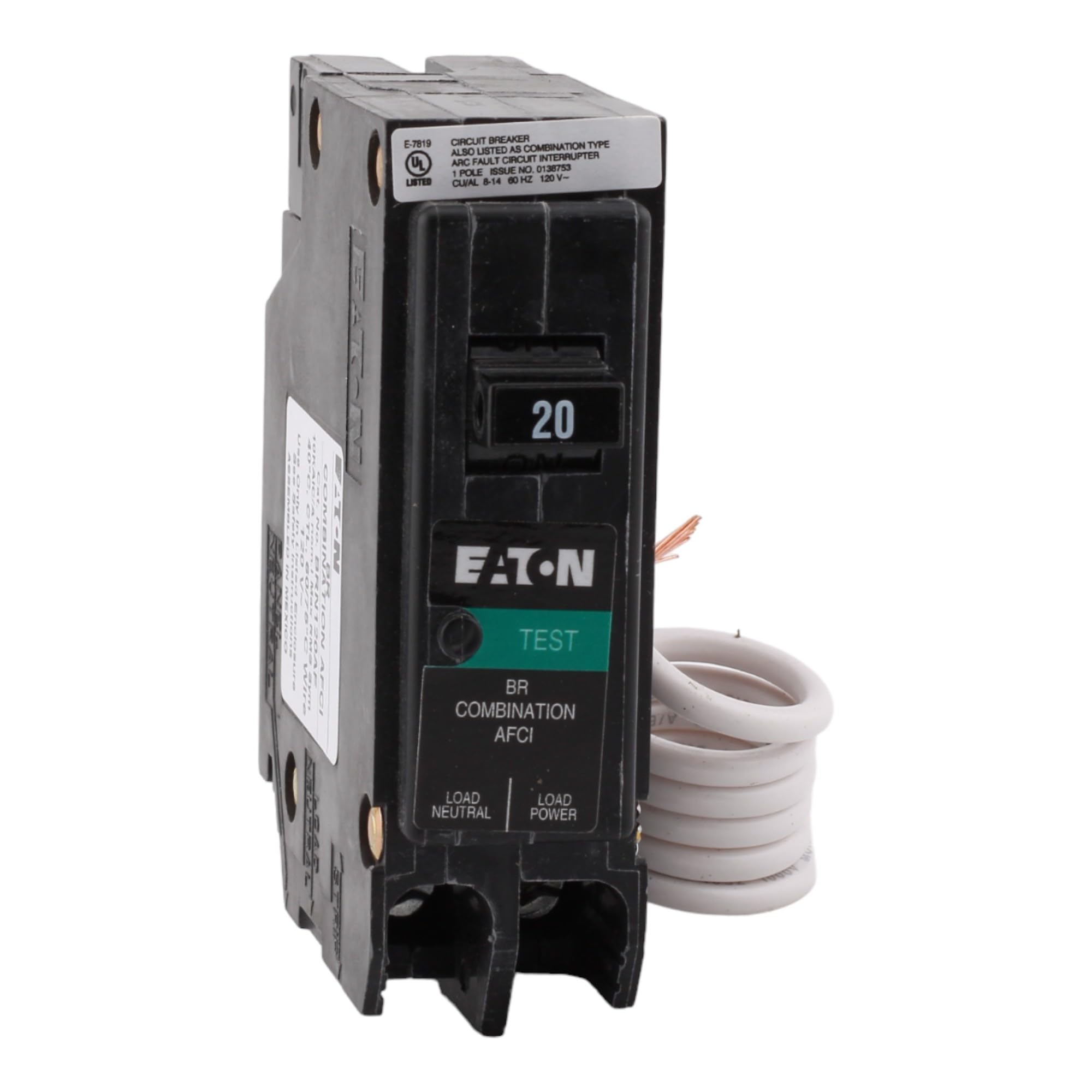 CUTLER HAMMER BRN120AF close-up showing compact 20 A AFCI design for reliable circuit protection