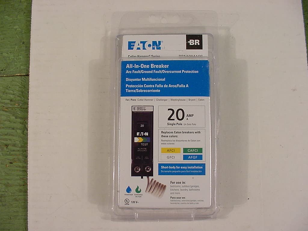 Cutler-Hammer BRN120A1CS arc-fault breaker front view for reliable circuit protection.