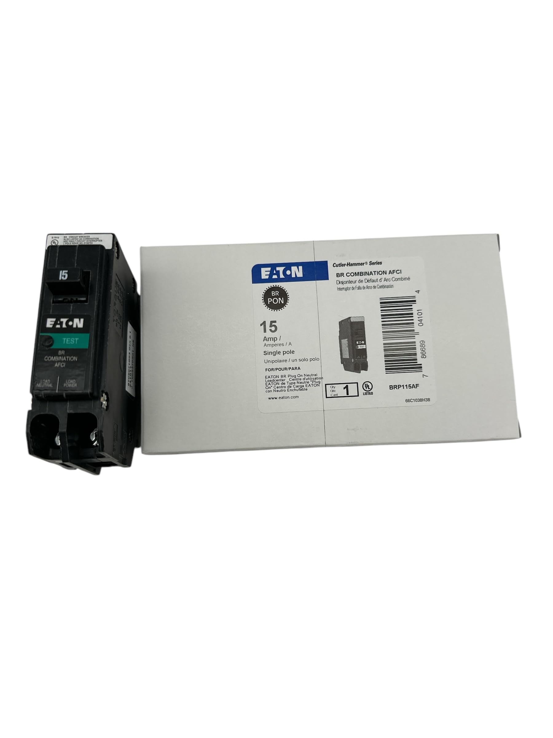 CUTLER HAMMER Eaton BRP115AF arc-fault feature supports safer circuits with 15 A rating
