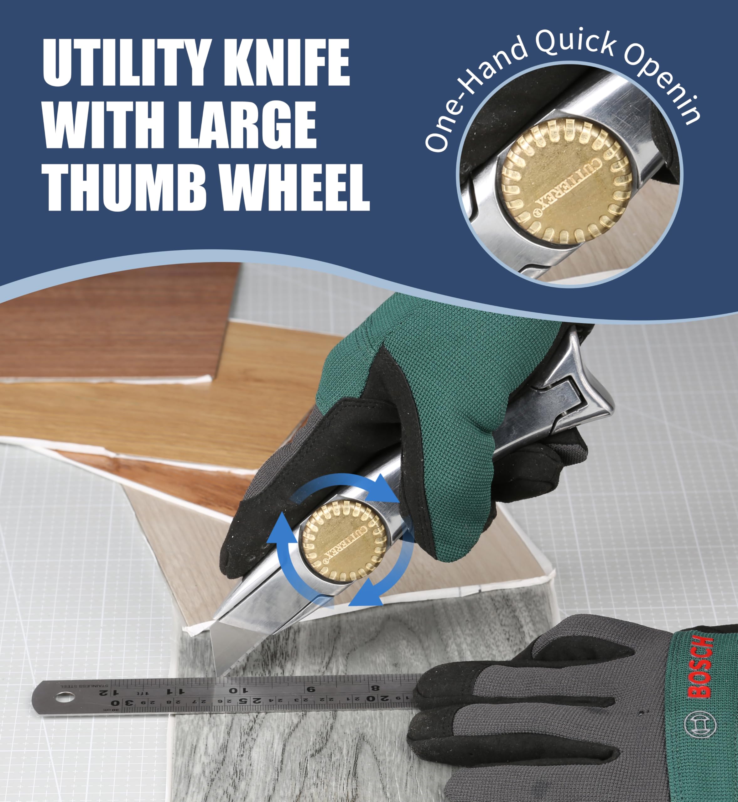 Cutterex Delphin Dolphin Carpet Knife cutting carpet, vinyl, drywall with ease.