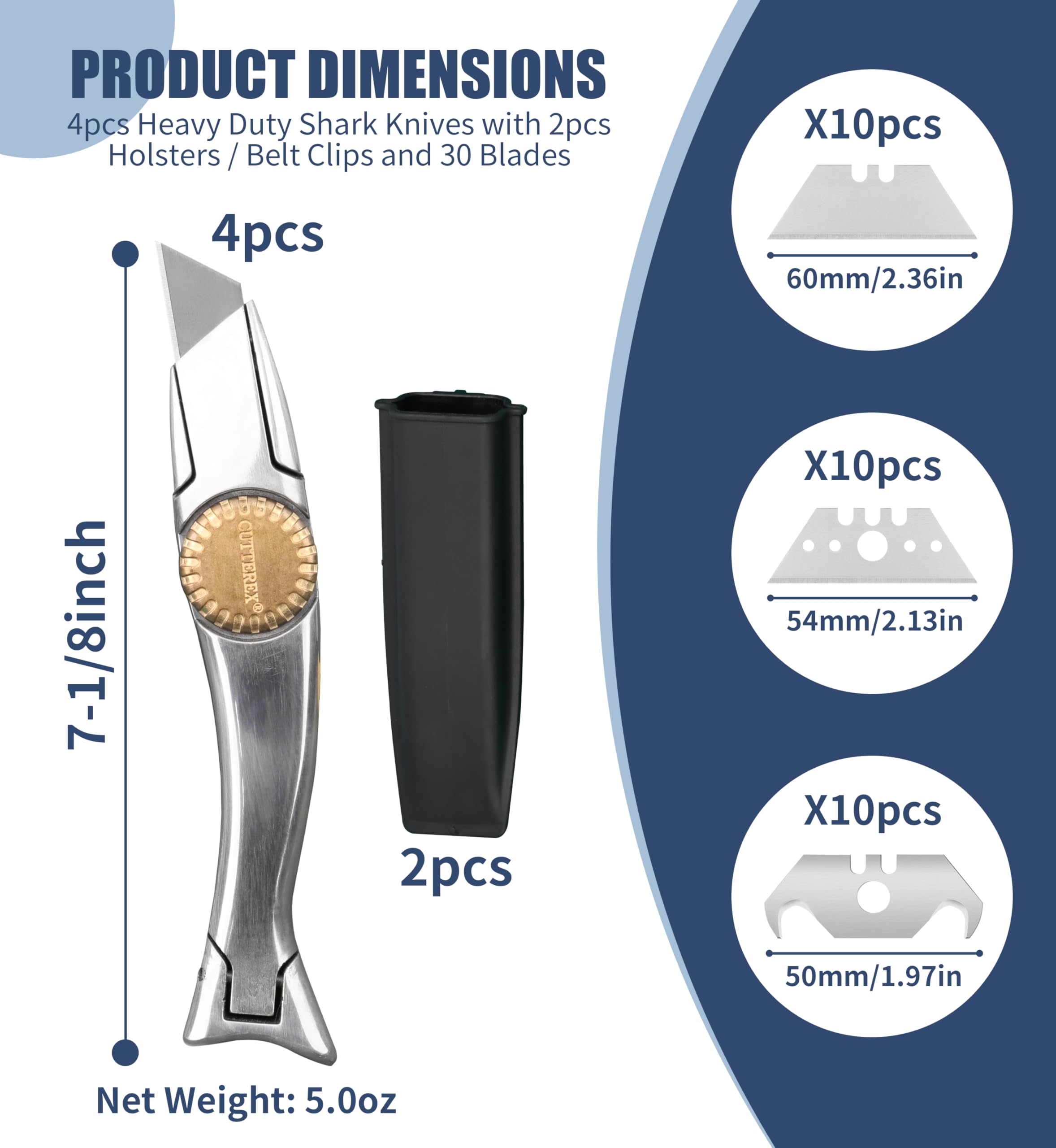 Cutterex SharkKnife ergonomic grip image, comfortable handling for precise, safe trimming.