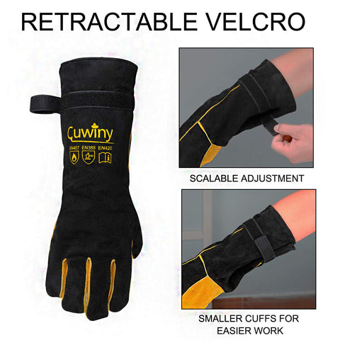 Cuwiny welding gloves aluminum insulation layer shown for heat protection.