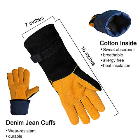 Cuwiny welding gloves durable cowhide texture for wear resistance.