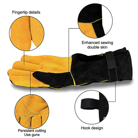Cuwiny welding gloves hook loop closure highlighted for secure fit.