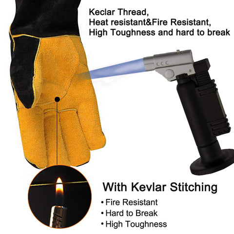 Cuwiny welding gloves Kevlar stitching emphasized for durability.