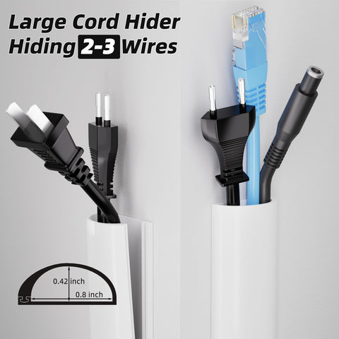 Cuysfead cord hider 2-3 wires neatly hides multiple cables behind the TV stand.