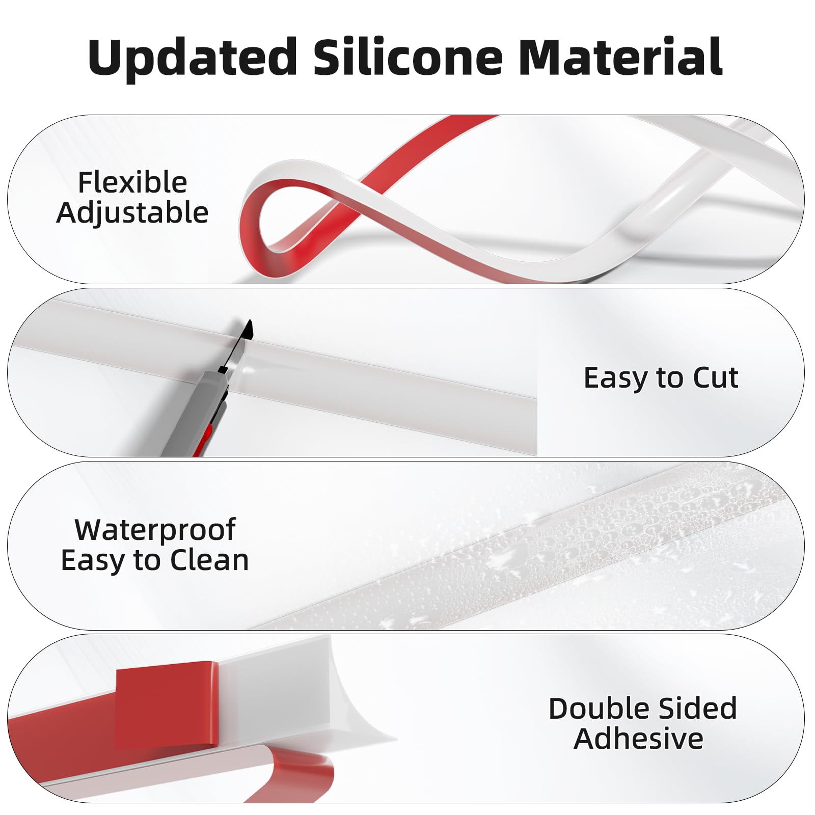 Cuysfead waterproof silicone molding resists moisture in kitchens and bathrooms.