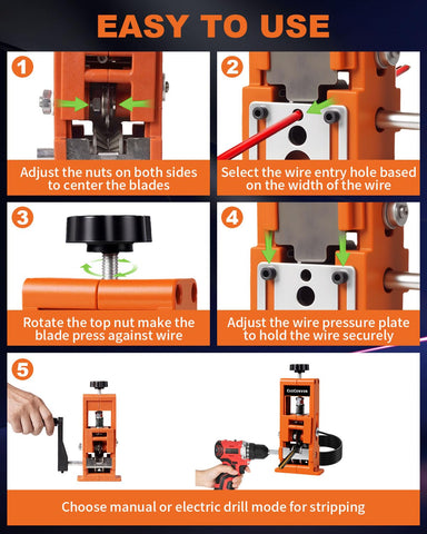 CuzConven stripper handles 0.04 to 1 inch wires offering versatile stripping options.