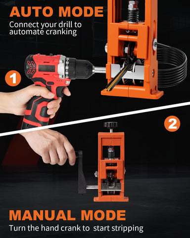 CuzConven drill-powered operation demonstrates efficient stripping with reduced effort.