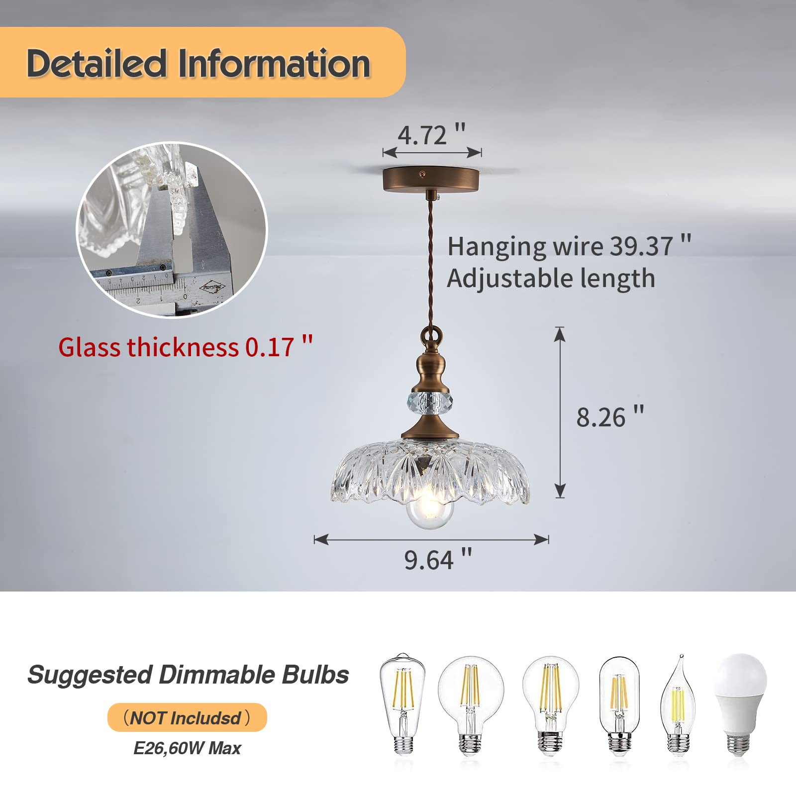 CVKASH brass modern pendant light, easy assembly and adjustable height