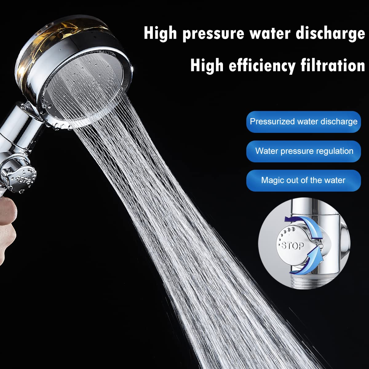 CWPW shower head rotates 360 degrees for versatile rinsing angles