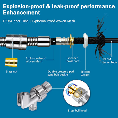 CWPW filtered shower head brass inner hose connector adds durability