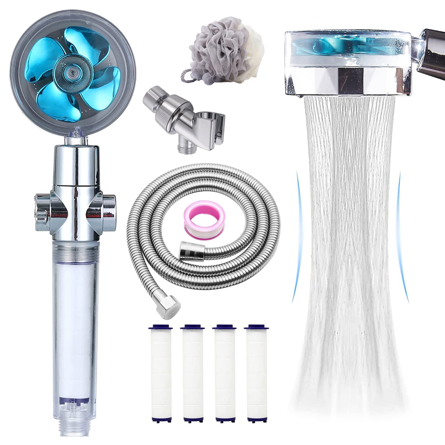 CWPW high-pressure shower head in blue offering a powerful, refreshing rinse