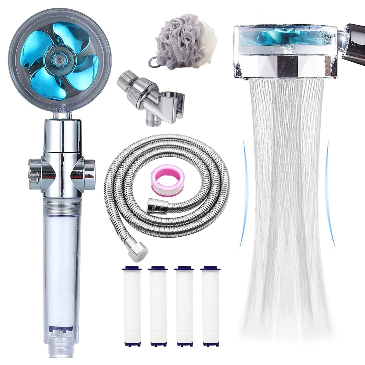 CWPW high-pressure shower head in blue offering a powerful, refreshing rinse
