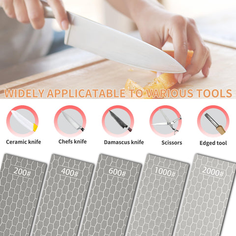 CWOVRS sharpening stone features anti-slip pad for stable sharpening.