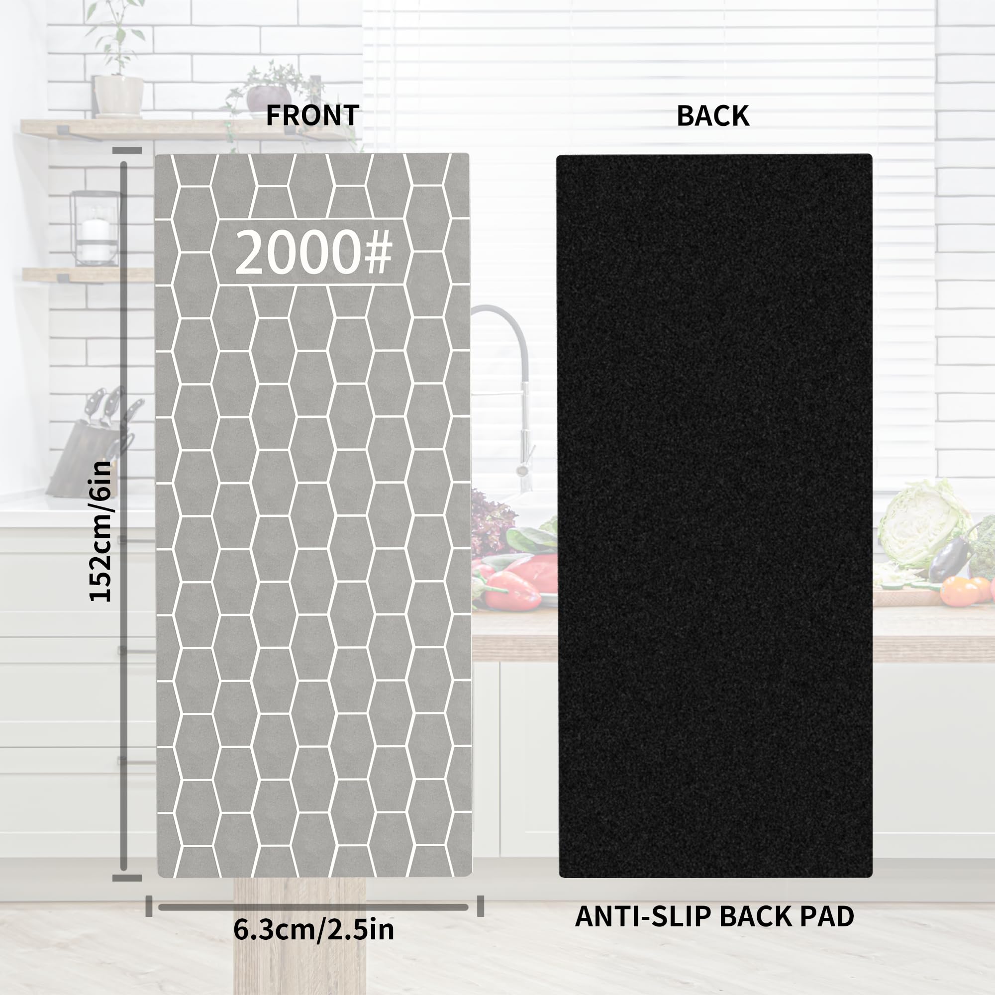 CWOVRS diamond plate with grit progression from 200 to 2000 for versatile sharpening.