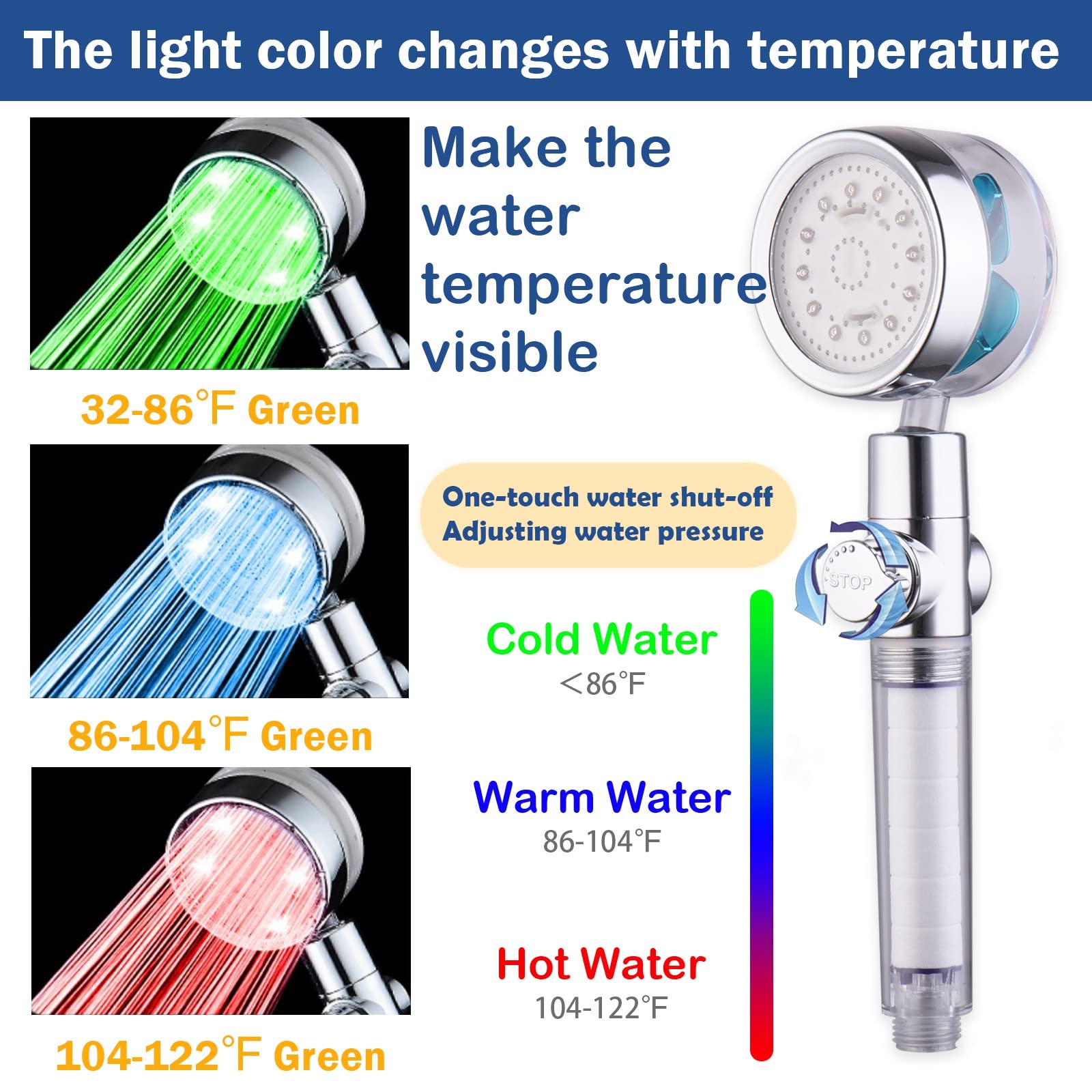 CWPW ANTOWER LED shower hose reaches 79 inches for flexible bathroom layout.
