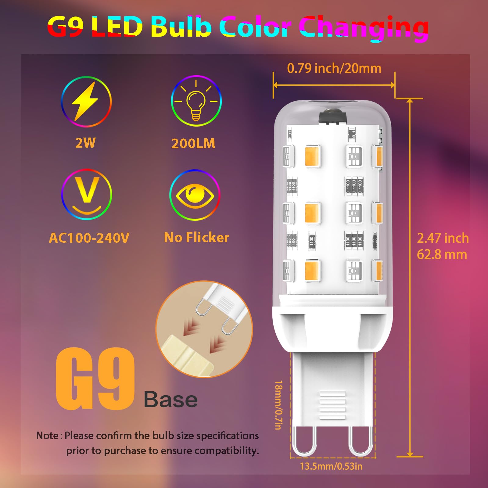 Cxyemt G9 LED bulb with dimming settings for adjustable brightness.