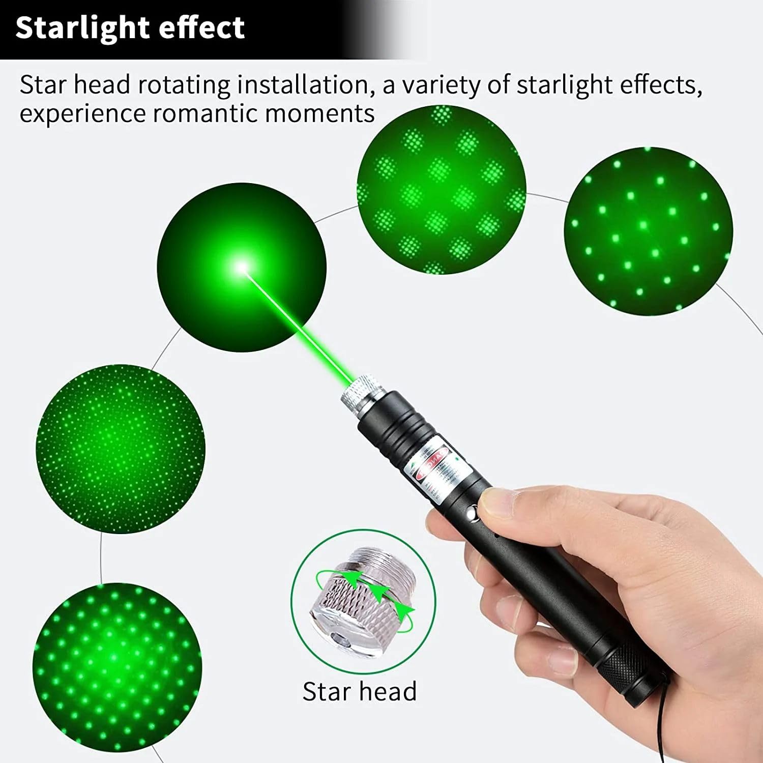 Cyahvtl tactical flashlight with star cap for adjustable focus.