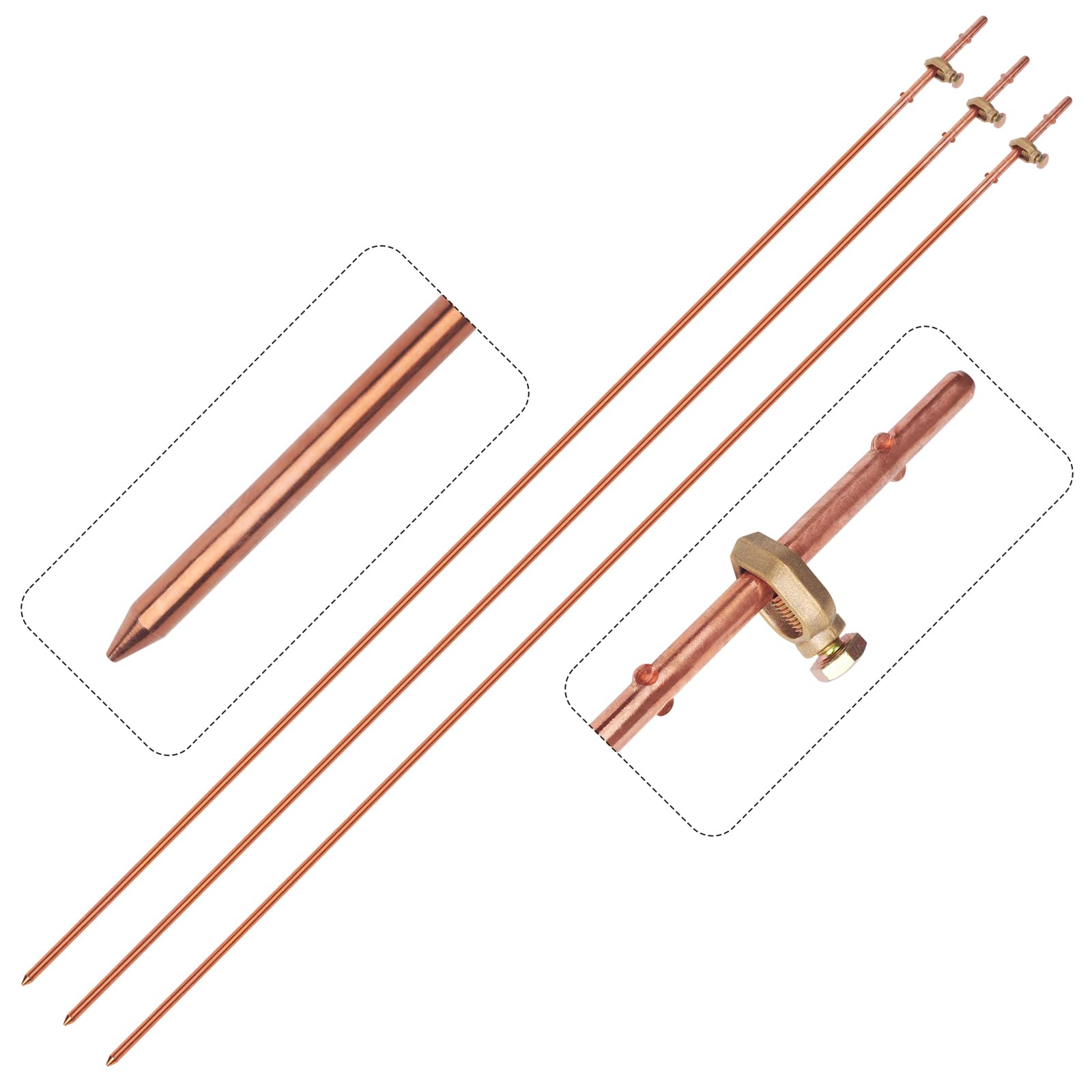 CYANTEKOMS grounding rod set of 3 with 4 feet for reliable outdoor grounding.