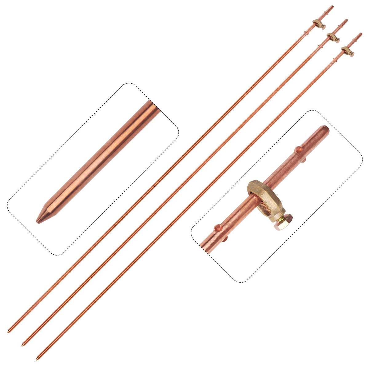 CYANTEKOMS grounding rod set of 3 with 4 feet for reliable outdoor grounding.