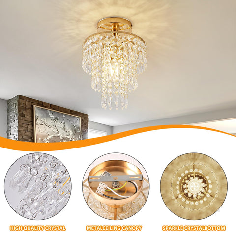 Cyaruy E26-base crystal fixture ready for standard bulbs in bedrooms.