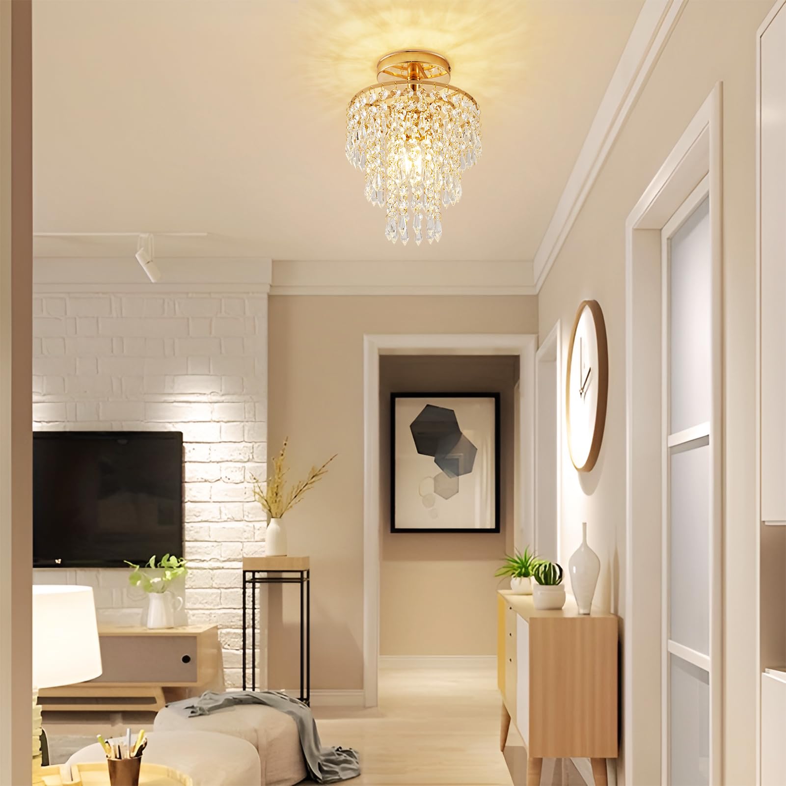Cyaruy crystal chandelier with stainless steel frame adds durable shine.
