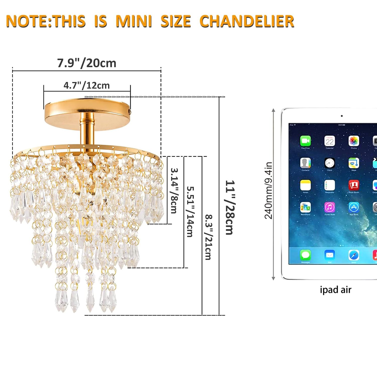 Cyaruy 3-tier raindrop crystals brighten hallways with a touch of luxury.