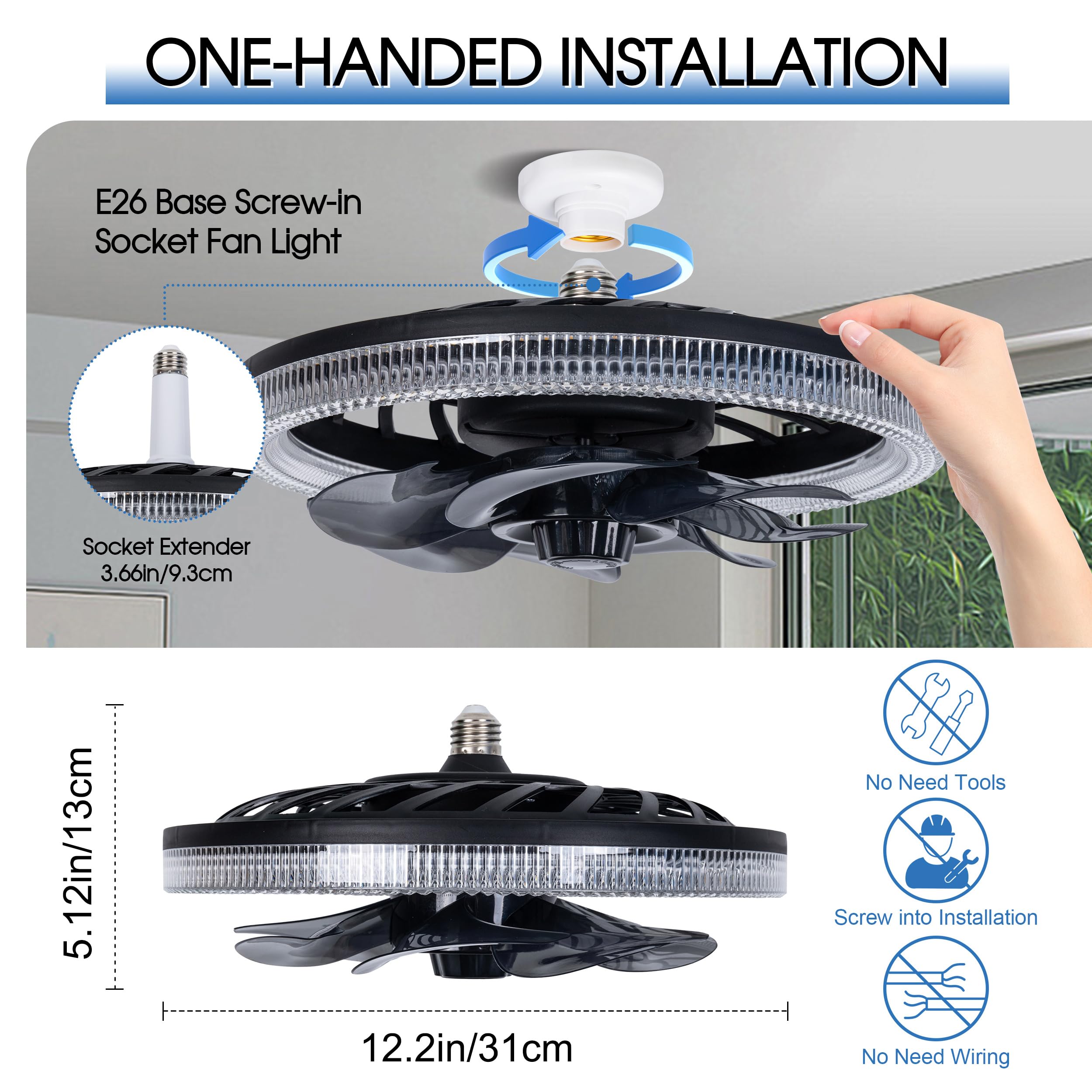 CybaaLuxzus E26 base installation shows bulb-swap convenience