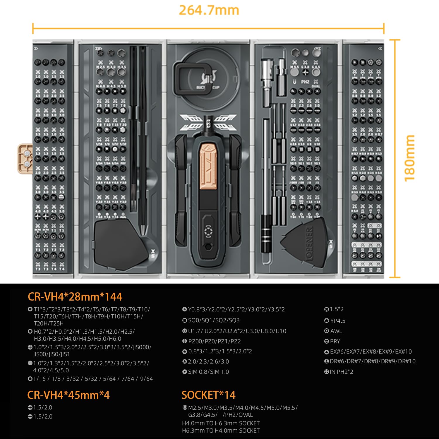 CybJoy magnetic screwdriver set keeps bits and accessories orderly for quick access.