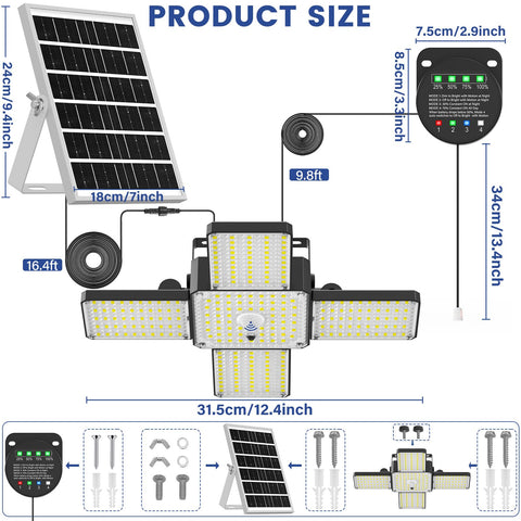 Large 7x10-inch solar panel enables rapid daytime charging