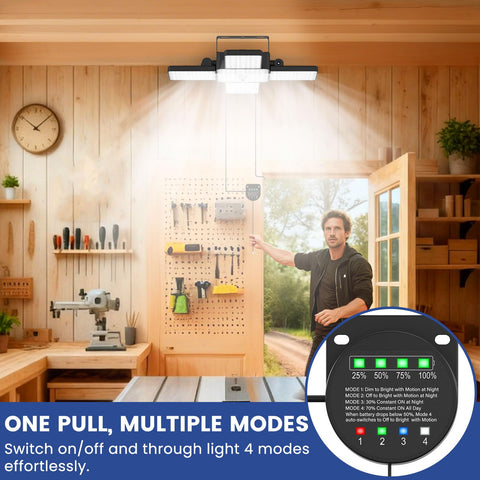 Split design lets you place the panel in sun while light goes indoors