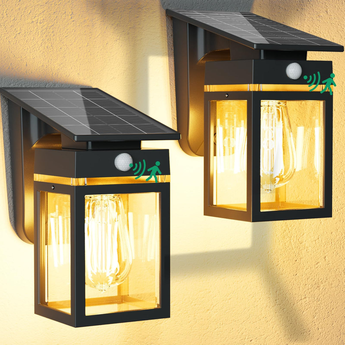 Cybrasc lantern-style solar wall light mounted on a front porch for safer evenings