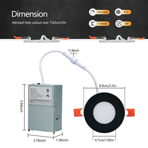 CycevSun 6-pack black LED downlights for complete ceiling coverage