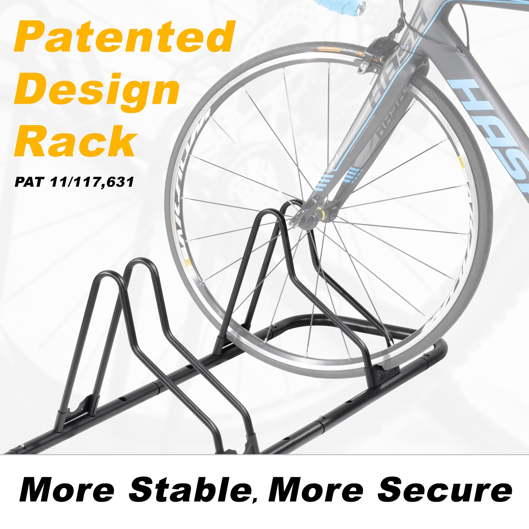 CyclingDeal bicycle floor rack stand side view showing compact footprint