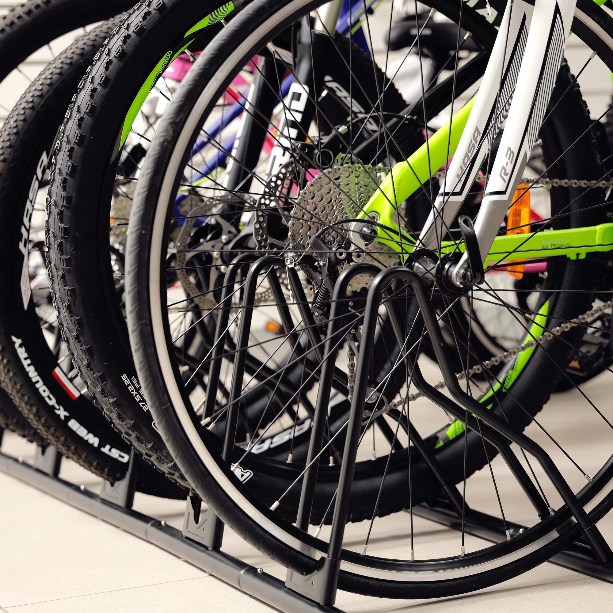 CyclingDeal adjustable insertion angles maximize bike parking in tight spaces.