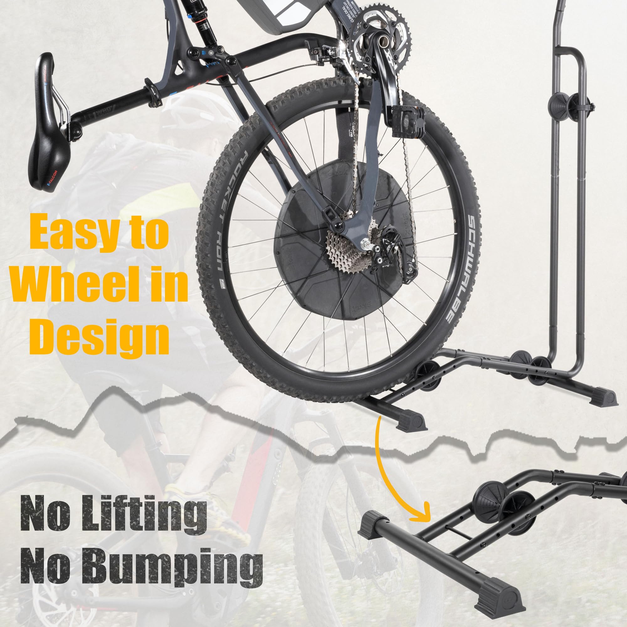 CyclingDeal stand with rubber feet reduces slips and floor damage