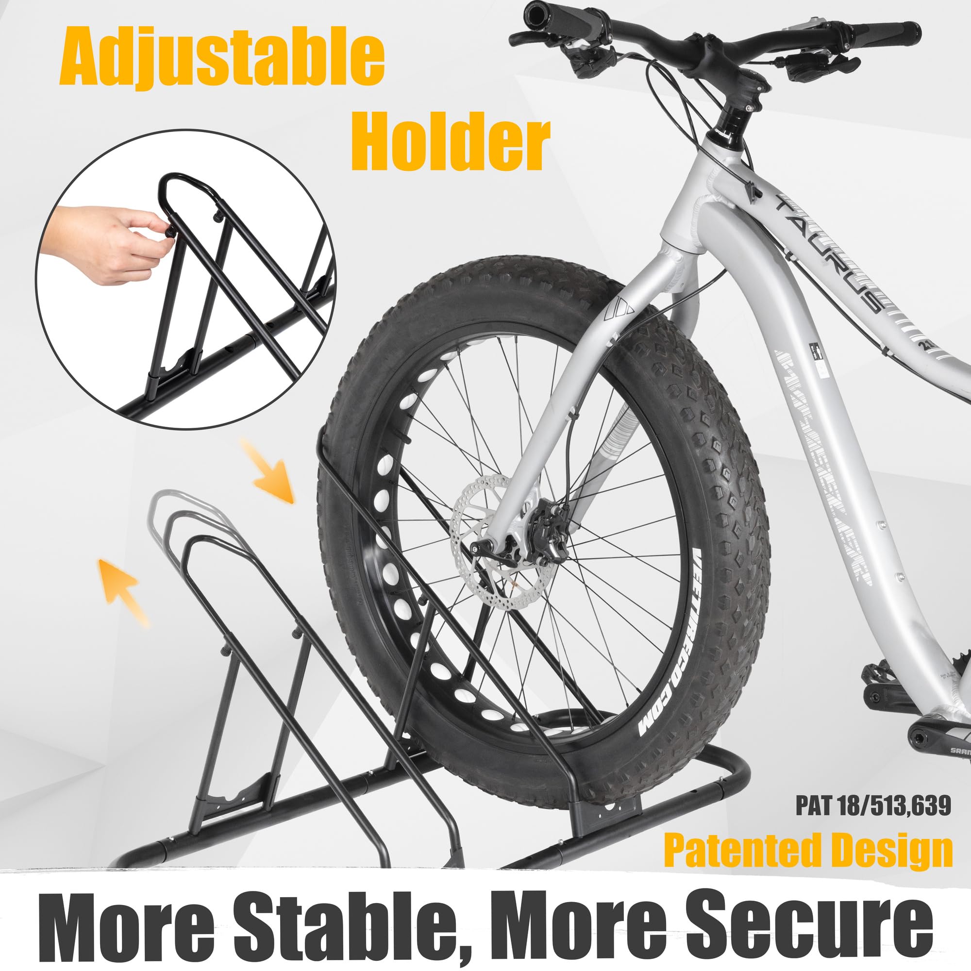 CyclingDeal fat bike rack side view showing adjustable spacing