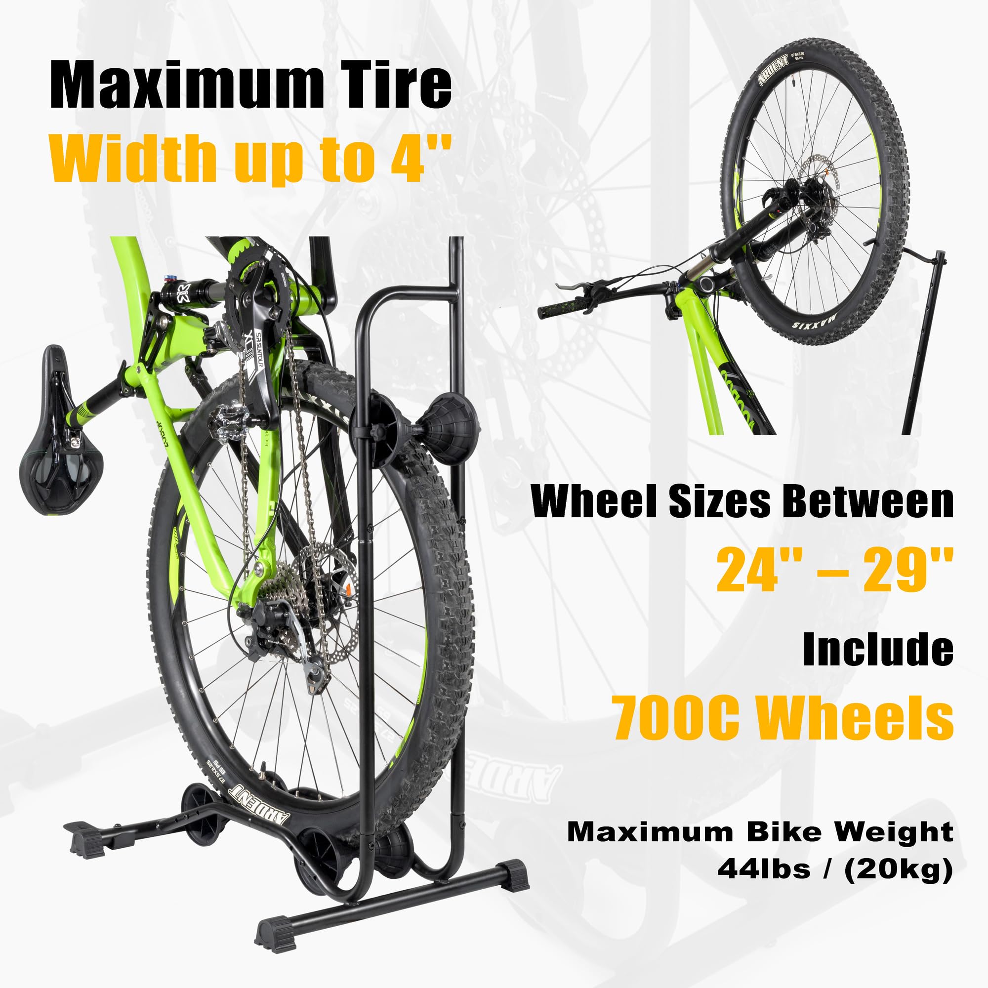 CyclingDeal Upright Bike Stand vertical mode keeps bikes upright and secure.