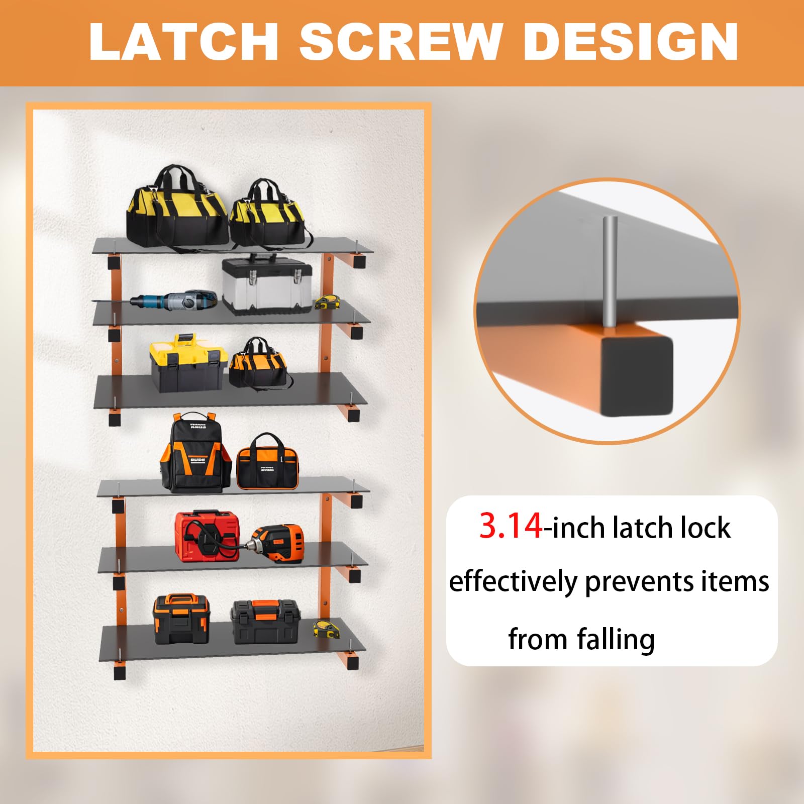 Cyhwealth six-level garage shelving increases floor space in busy workshops.
