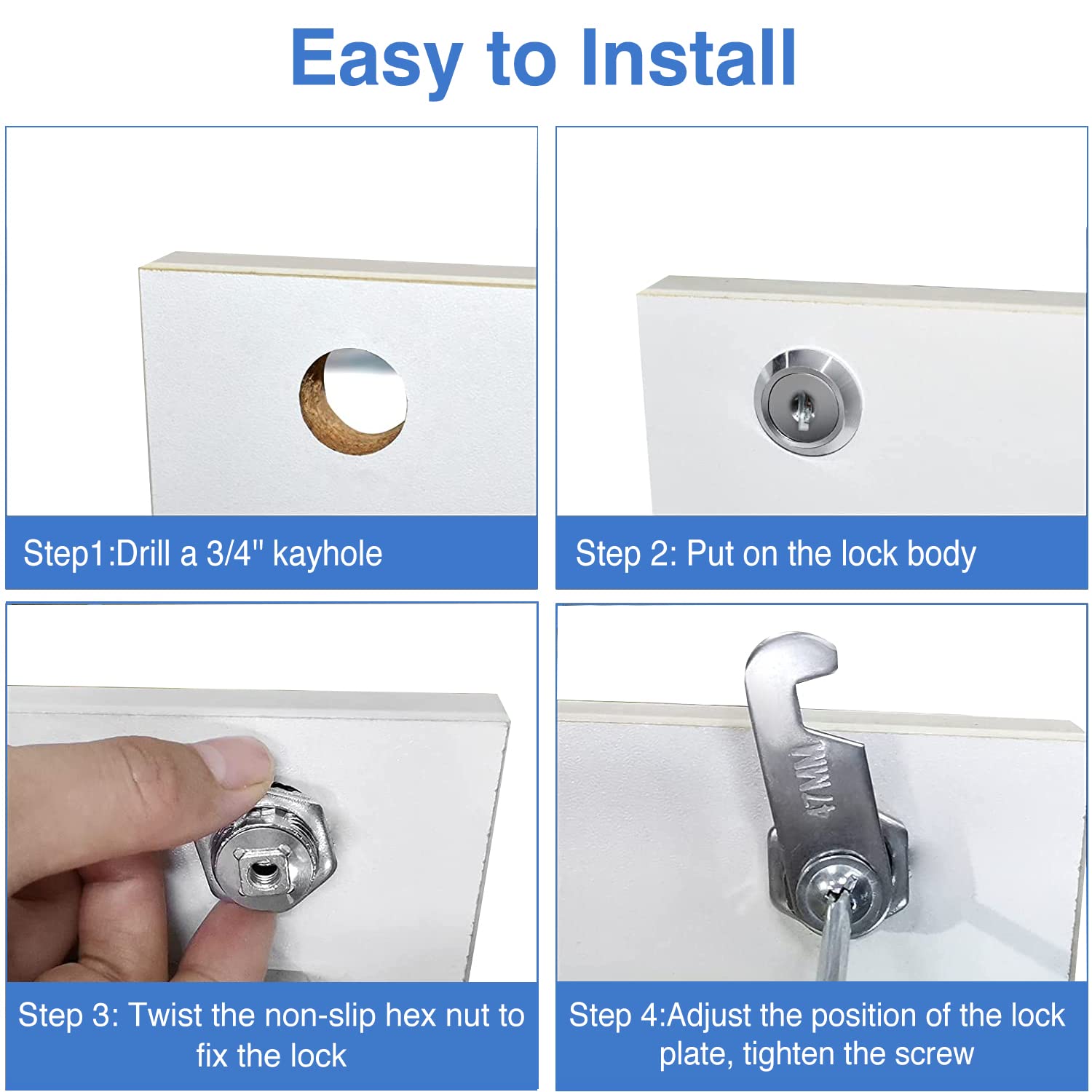 Size guidance visual for selecting the right Cylinnda cam lock model.