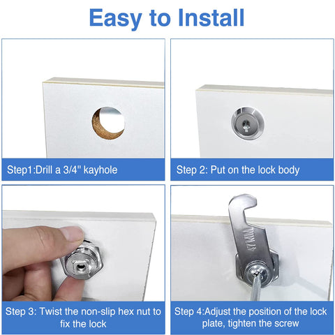 Size guidance visual for selecting the right Cylinnda cam lock model.