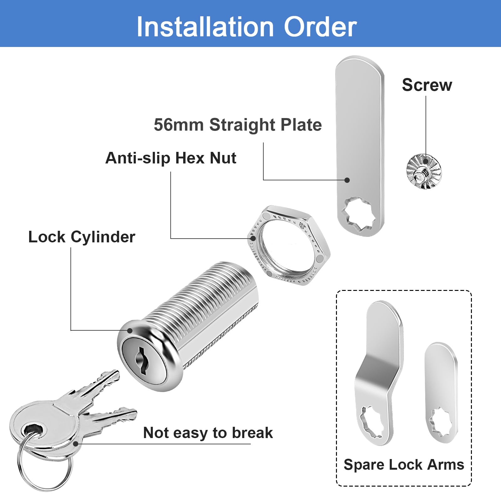 Cylinnda zinc alloy finish highlights rustproof, durable construction.