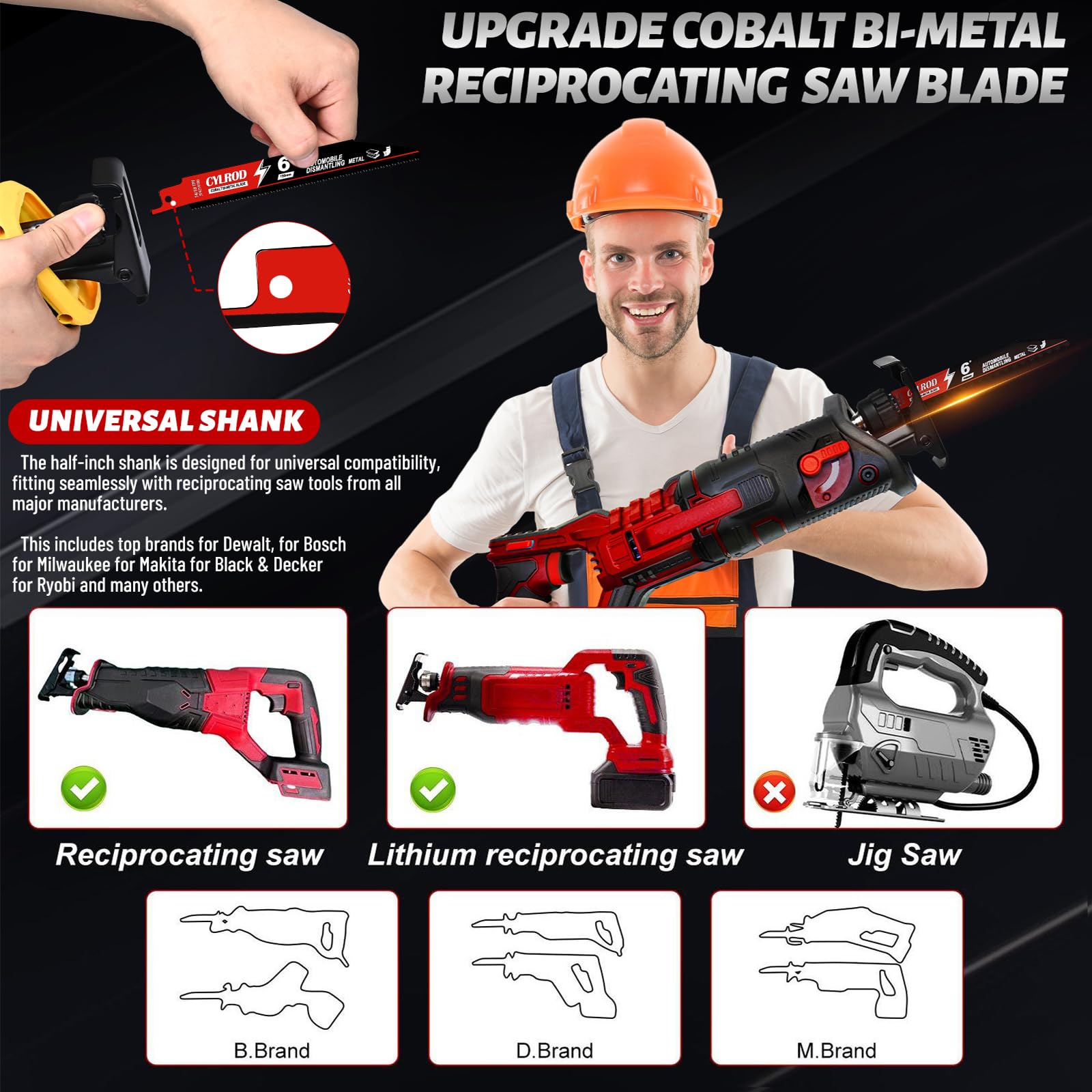Cylrod high-strength steel blade improves fracture resistance during tough cuts.